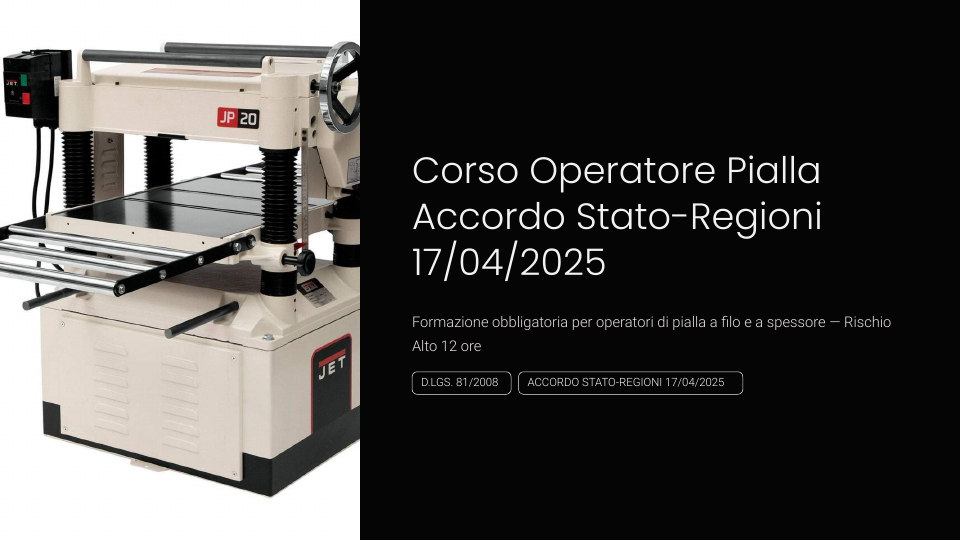 Slide corso Operatore Pialla – Kit formatore