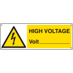 Sign hazard HIGH VOLTAGE volts..EN ISO 7010 - 350x125 Alluminio