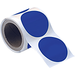 rotolo da 300 cerchi adesivi colore BLU diametro mm 100 spess.mm 0,20 - d.mm.100