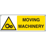 Sign hazard MOVING MACHINERY - 350x125 Alluminio