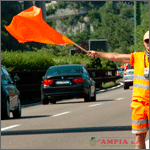 bandierina segnaletica per movieri arancio fluorescente asta in legno