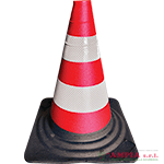 Cono stradale in gomma con 2 fasce rifrangenti classe 2 h. 30 cm.