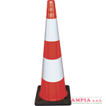 cono rosso h.mm 900 2 bande rifrangenti classe 2 base caucciu'