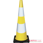 cono giallo h.mm 900 2 bande rifrangenti classe 2 base caucciu'